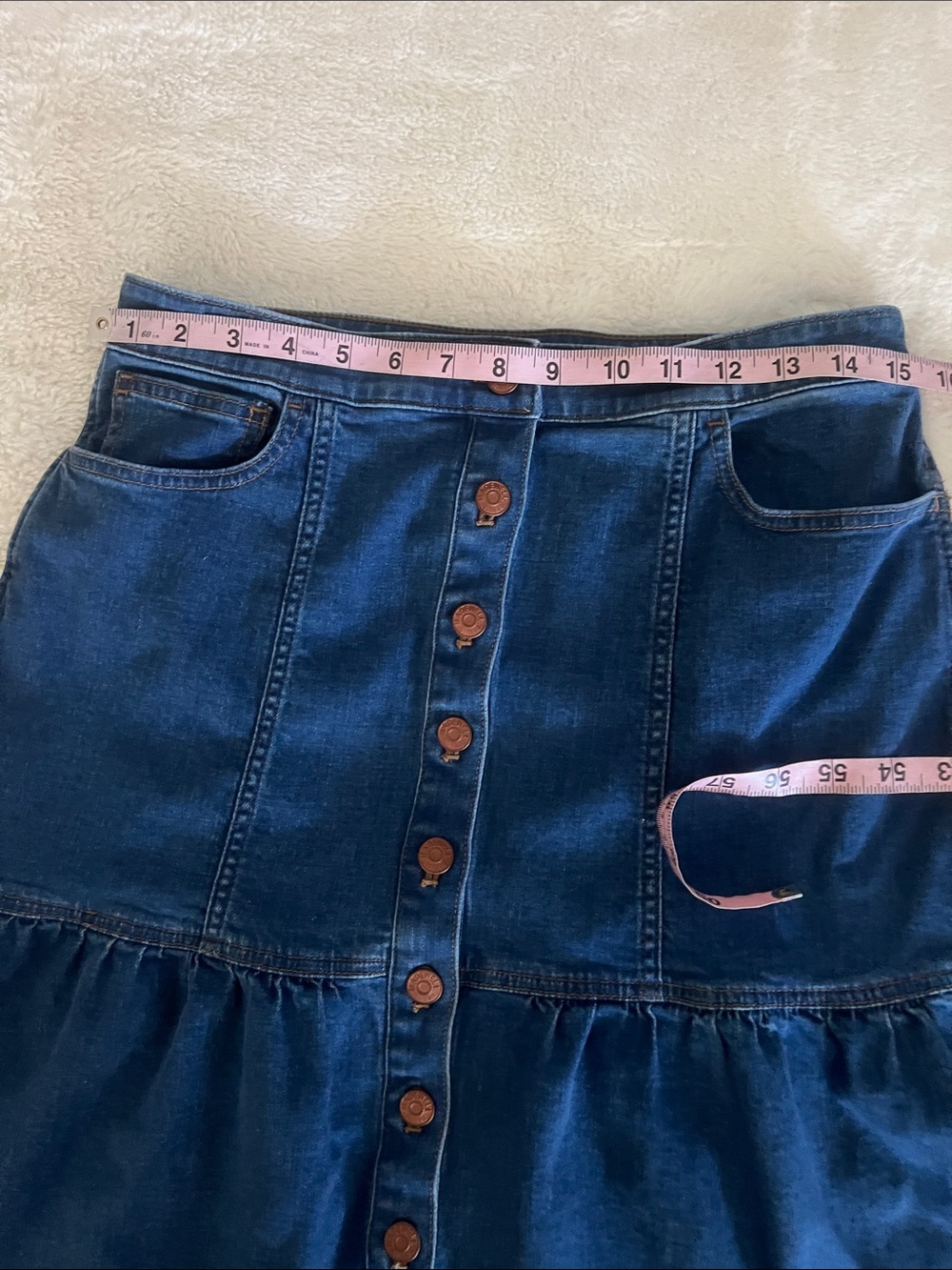 Madewell women’s jean Dark Blue Button-Front Denim Midi Skirt size 29 - Picture 12 of 16